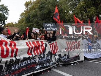 Odair Moniz participates in a demonstration for a fair life in Lisbon, Portugal, on October 26, 2024. (