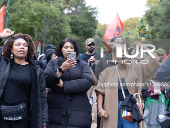 Odair Moniz participates in a demonstration for a fair life in Lisbon, Portugal, on October 26, 2024. (