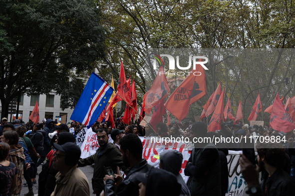 Odair Moniz participates in a demonstration for a fair life in Lisbon, Portugal, on October 26, 2024. 