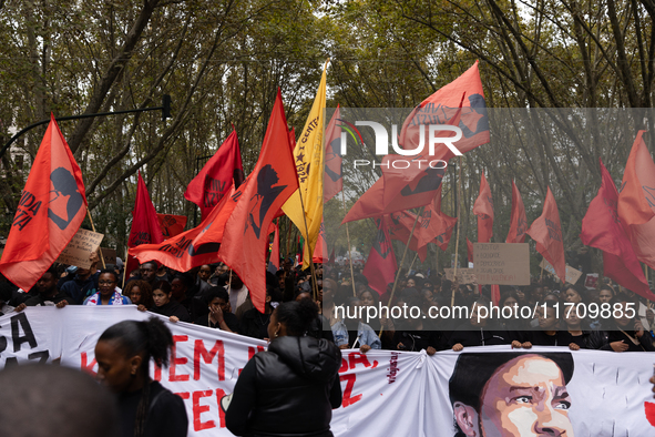 Odair Moniz participates in a demonstration for a fair life in Lisbon, Portugal, on October 26, 2024. 