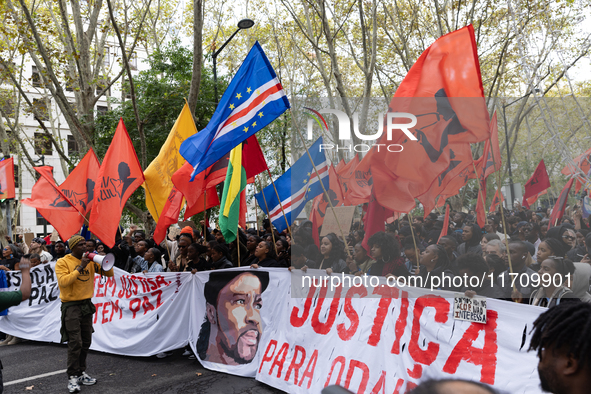 Odair Moniz participates in a demonstration for a fair life in Lisbon, Portugal, on October 26, 2024. 