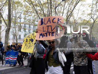 Odair Moniz participates in a demonstration for a fair life in Lisbon, Portugal, on October 26, 2024. (