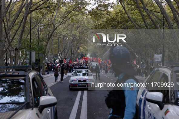 Odair Moniz participates in a demonstration for a fair life in Lisbon, Portugal, on October 26, 2024. 