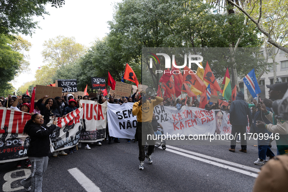 Odair Moniz participates in a demonstration for a fair life in Lisbon, Portugal, on October 26, 2024. 