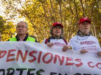 Thousands of people from all over Spain take part in a national demonstration in defense of the public pension system in Madrid, Spain, on O...