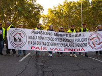 Thousands of people from all over Spain take part in a national demonstration in defense of the public pension system in Madrid, Spain, on O...