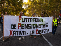 Thousands of people from all over Spain take part in a national demonstration in defense of the public pension system in Madrid, Spain, on O...