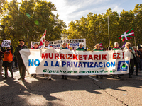 Thousands of people from all over Spain take part in a national demonstration in defense of the public pension system in Madrid, Spain, on O...