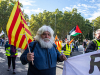 Thousands of people from all over Spain take part in a national demonstration in defense of the public pension system in Madrid, Spain, on O...