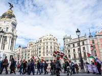 Thousands of people from all over Spain take part in a national demonstration in defense of the public pension system in Madrid, Spain, on O...