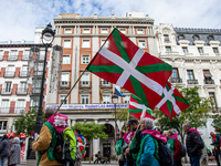 Thousands of people from all over Spain take part in a national demonstration in defense of the public pension system in Madrid, Spain, on O...