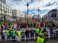 Thousands of people from all over Spain take part in a national demonstration in defense of the public pension system in Madrid, Spain, on O...