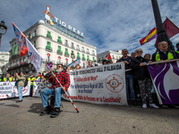 The leader of the World Federation of Trade Unions, Quim Boix, is in Puerta del Sol, Madrid, Spain, on October 26, 2024, during a national d...