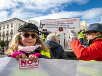 Thousands of people from all over Spain take part in a national demonstration in defense of the public pension system in Madrid, Spain, on O...