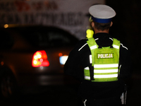 Traffic police protest against Jaroslaw Kaczynski's monthly visit to Wawel Hill in Krakow, Poland, on October 18, 2024. Every 18th day of th...