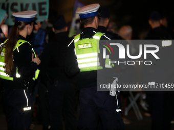 Traffic police protest against Jaroslaw Kaczynski's monthly visit to Wawel Hill in Krakow, Poland, on October 18, 2024. Every 18th day of th...