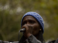 In Lisbon, Portugal, on October 26, 2024, a person shouts slogans during a demonstration. They protest the death of Cape Verdean immigrant O...