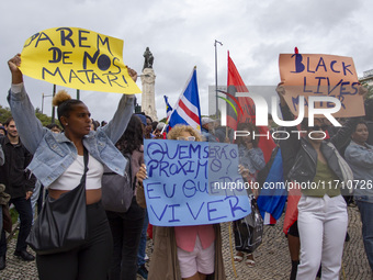 In Lisbon, Portugal, on October 26, 2024, demonstrators march from Marques de Pombal Square to Praca dos Restauradores. They protest the dea...