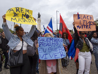 In Lisbon, Portugal, on October 26, 2024, demonstrators march from Marques de Pombal Square to Praca dos Restauradores. They protest the dea...