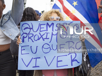 In Lisbon, Portugal, on October 26, 2024, demonstrators march from Marques de Pombal Square to Praca dos Restauradores. They protest the dea...