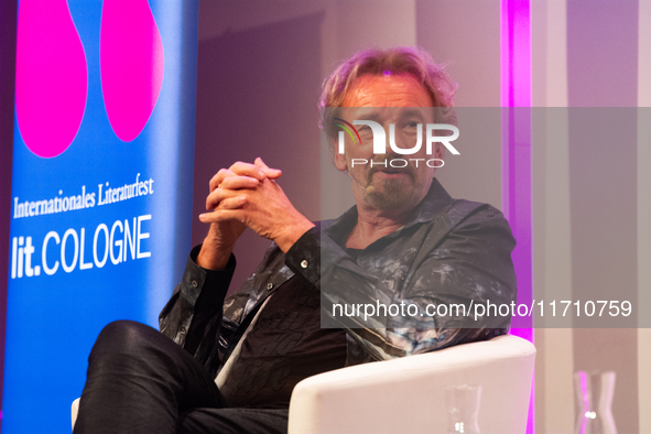 Thomas Johannes Gottschalk, a German television host, is seen on the stage at Flora Hall in Cologne, Germany, on October 26, 2024, during th...