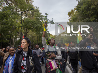 In Lisbon, Portugal, on October 26, 2024, demonstrators march from Marques de Pombal Square to Praca dos Restauradores. They protest the dea...