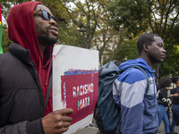 In Lisbon, Portugal, on October 26, 2024, demonstrators march from Marques de Pombal Square to Praca dos Restauradores. They protest the dea...