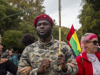 In Lisbon, Portugal, on October 26, 2024, demonstrators march from Marques de Pombal Square to Praca dos Restauradores. They protest the dea...