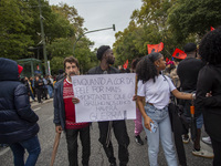 In Lisbon, Portugal, on October 26, 2024, demonstrators march from Marques de Pombal Square to Praca dos Restauradores. They protest the dea...