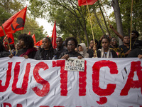 In Lisbon, Portugal, on October 26, 2024, demonstrators march from Marques de Pombal Square to Praca dos Restauradores. They protest the dea...