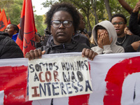 In Lisbon, Portugal, on October 26, 2024, demonstrators march from Marques de Pombal Square to Praca dos Restauradores. They protest the dea...