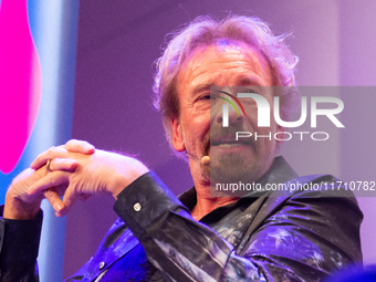 Thomas Johannes Gottschalk, a German television host, is seen on the stage at Flora Hall in Cologne, Germany, on October 26, 2024, during th...