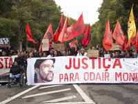 In Lisbon, Portugal, on October 26, 2024, demonstrators march from Marques de Pombal Square to Praca dos Restauradores. They protest the dea...