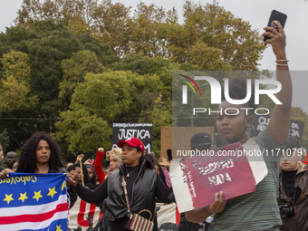 In Lisbon, Portugal, on October 26, 2024, demonstrators march from Marques de Pombal Square to Praca dos Restauradores. They protest the dea...