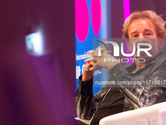 Thomas Johannes Gottschalk, a German television host, is seen on the stage at Flora Hall in Cologne, Germany, on October 26, 2024, during th...