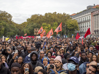 Demonstrators gather at Praca dos Restauradores in Lisbon, Portugal, on October 26, 2024. They protest the death of Cape Verdean immigrant O...