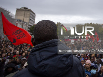 Demonstrators gather at Praca dos Restauradores in Lisbon, Portugal, on October 26, 2024. They protest the death of Cape Verdean immigrant O...