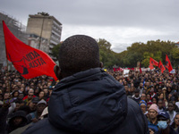 Demonstrators gather at Praca dos Restauradores in Lisbon, Portugal, on October 26, 2024. They protest the death of Cape Verdean immigrant O...