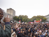 Demonstrators gather at Praca dos Restauradores in Lisbon, Portugal, on October 26, 2024. They protest the death of Cape Verdean immigrant O...