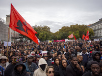 Demonstrators gather at Praca dos Restauradores in Lisbon, Portugal, on October 26, 2024. They protest the death of Cape Verdean immigrant O...