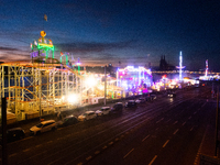 A general view of the winter Kirmes along the Rhine River in Cologne, Germany, on October 26, 2024. (