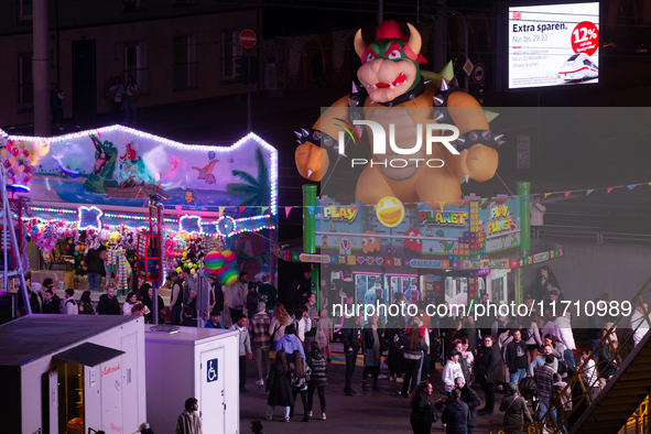 A general view of the winter Kirmes along the Rhine River in Cologne, Germany, on October 26, 2024. 