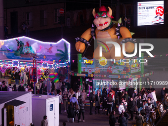 A general view of the winter Kirmes along the Rhine River in Cologne, Germany, on October 26, 2024. (