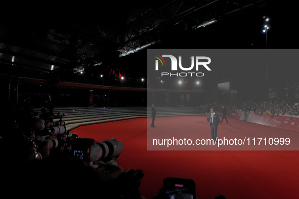 Johnny Depp attends the ''Modi - Three Days On The Wing Of Madness'' red carpet during the 19th Rome Film Festival at Auditorium Parco Della...