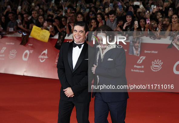 US actor and director Johnny Depp and Italian actor Riccardo Scamarcio attend the red carpet of the movie ''Modi - Three Days on the Wing of...