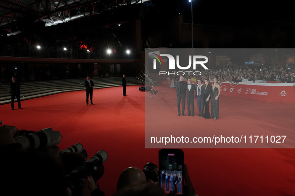 From left: Actor Bruno Gouery, Riccardo Scamarcio, director Johnny Depp, Luisa Ranieri, and Antonia Desplat attend the red carpet of the mov...