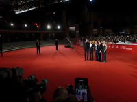 From left: Actor Bruno Gouery, Riccardo Scamarcio, director Johnny Depp, Luisa Ranieri, and Antonia Desplat attend the red carpet of the mov...