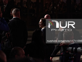 Johnny Depp attends the ''Modi - Three Days On The Wing Of Madness'' red carpet during the 19th Rome Film Festival at Auditorium Parco Della...