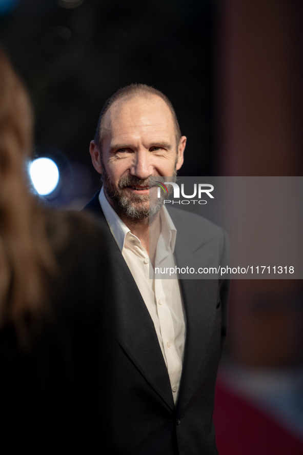 Ralph Fiennes attends the "Conclave" red carpet during the 19th Rome Film Festival at Auditorium Parco Della Musica in Rome, Italy, on Octob...