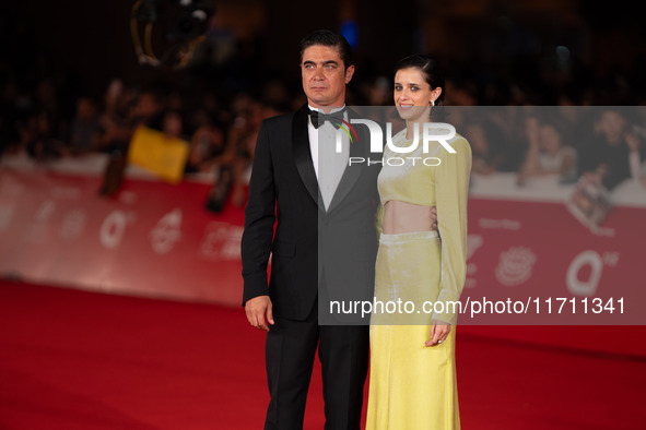 Riccardo Scamarcio and Benedetta Porcaroli attend the ''Modi - Three Days On The Wing Of Madness'' red carpet during the 19th Rome Film Fest...